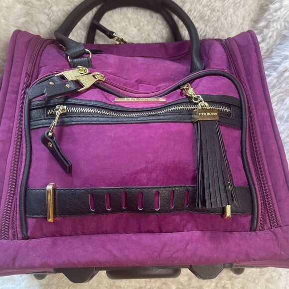 Steve Madden Designer Carry-on Suitcase weekender Nylon peek-a-boo purple. - Picture 6 of 10